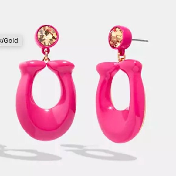 EUC Coach large signature enamel drop earrings #CB410 color pink/gold (ONH) - Picture 5 of 6